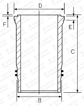 Cilindervoering (binnendiameter: 128mm, lengte: 270mm, flens diameter: 153,8mm, (EN) Flange height 9,92mm) past: MERCEDES CITARO (O 530), CONECTO (O 345), O 405 M476.925-OM489.961 01.84-