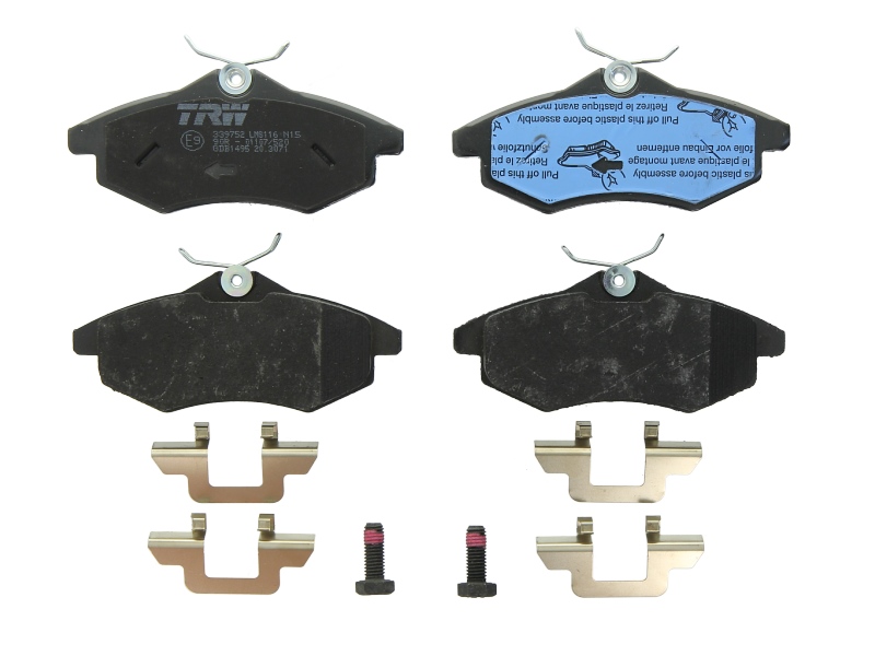 Remblokken set Voor (met extra's  met remklauw geleidingsbouten), past: CITROEN C2, C2 ENTERPRISE, C3 I 1.1-1.4LPG 02.02-09.12