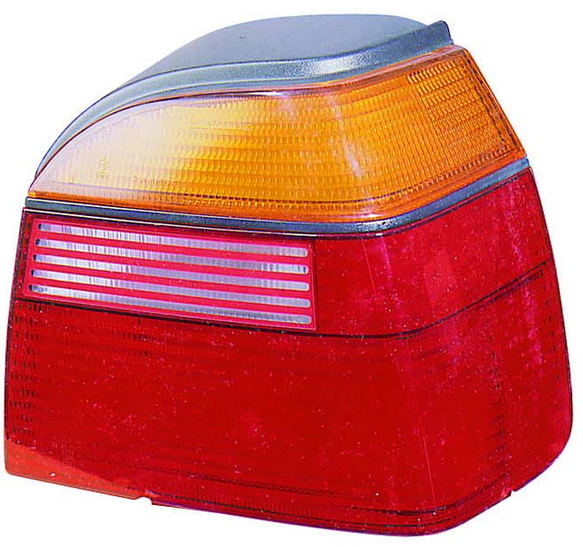 Achterlicht Rechts (P21W/R5W, kleur indicator geel, kleur van het glas red) past: VW GOLF III Cabriolet / Hatchback 08.91-04.99