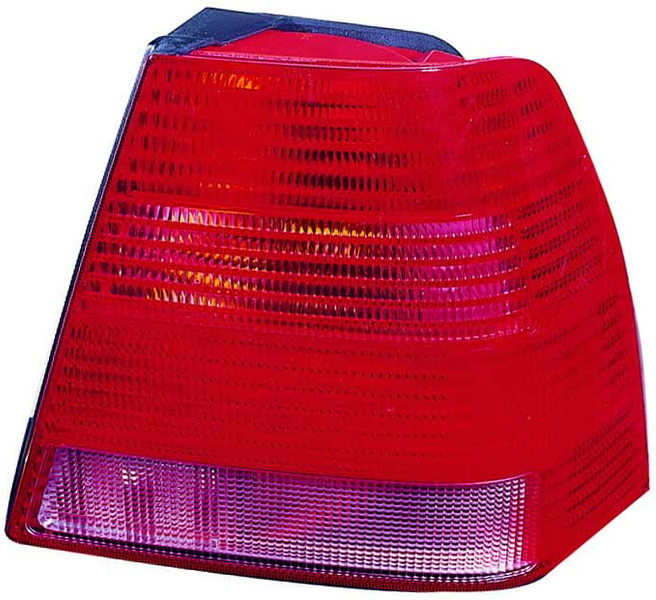 Achterlicht Rechts (P21W/R5W, kleur indicator red, kleur van het glas red/wit) past: VW BORA Saloon / Stationwagon 10.98-05.05