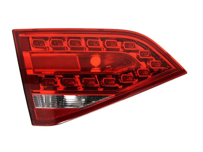 Achterlicht Links (binnen, LED/P21W/W16W, kleur indicator wit, kleur van het glas red) past: AUDI A4 B8 Saloon / Stationwagon 4D 11.07-10.11