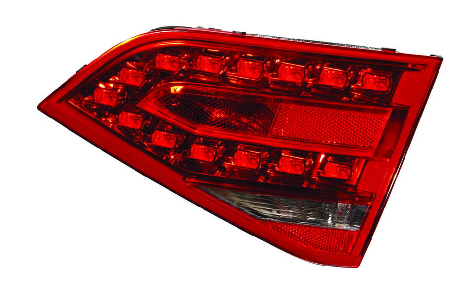 Achterlicht Rechts (binnen, LED/P21W/W16W, kleur indicator gerookt, kleur van het glas red) past: AUDI A4 B8 Saloon 4D 11.07-10.11