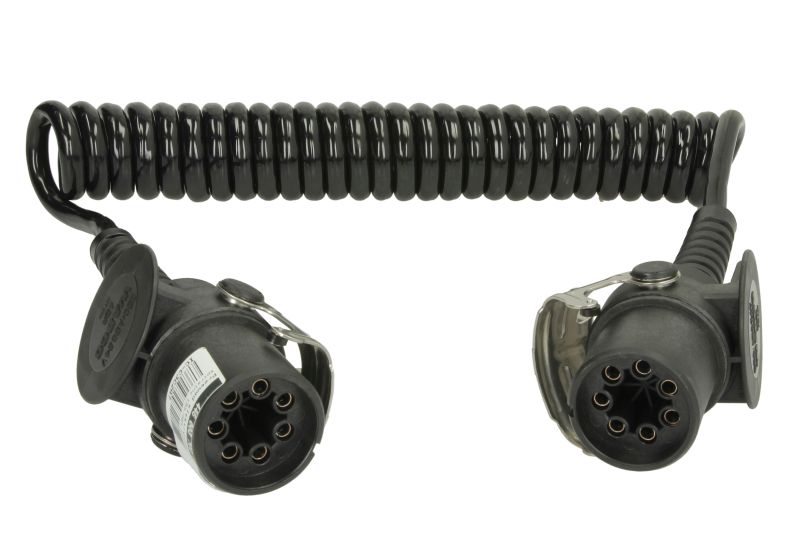 Spiraalvormige elektrische draad (polyurethaan, zwart , werkende lengte 3m, maximale lengte 4,5m, stekkers, aantal pinnen: 7, type stekker: EBS ABS 7 24V Standard, 24V) EURO 5