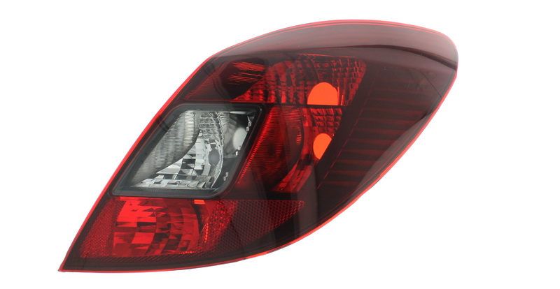 Achterlicht Rechts (extern, P21/5W/P21W/W16W, kleur indicator wit, kleur van het glas red) past: OPEL CORSA D Hatchback 5D 07.06-08.11