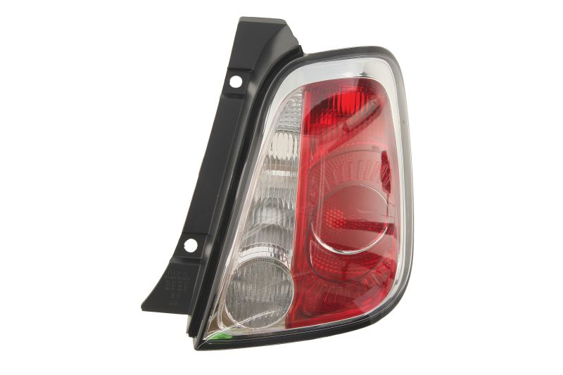 Achterlicht Rechts (P21W/R10W, kleur indicator wit, kleur van het glas red, zwart frame) past: FIAT 500 01.07-