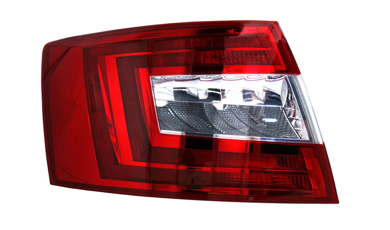 Achterlicht Links (extern, H21W/P21W/W5W, kleur indicator wit, kleur van het glas red) past: SKODA OCTAVIA III Hatchback 11.12-06.16