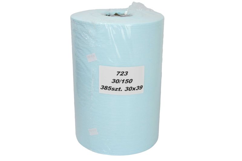 Ruitenwisser, 385 bladeren  met zeer hoge absorptie  specialistisch reinigingsmiddel dat bestand is tegen oplosmiddelen, detergenten en oliederivaten  stofvrij  turkoois - PZH certificaat - rol 30cm/1
