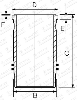 Cilindervoering (binnendiameter: 123mm, lengte: 256,75mm, flens diameter: 147,5mm, (EN) Flange height 9,41mm) past: RVI ILIADE, KERAX, PREMIUM dCi11B/43-MIDR06.23.56B/41 04.96-