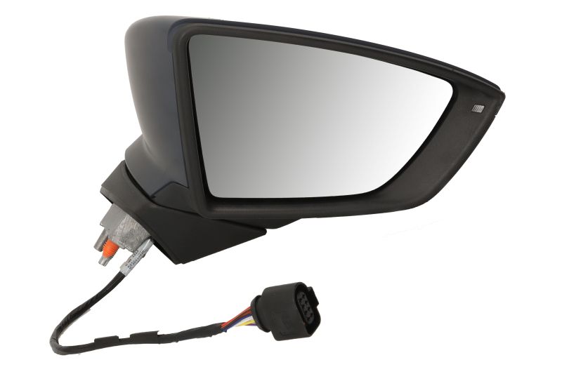 Zijspiegel Rechts (elektrisch, in reliëf, met verwarming, under-coated, elektrisch opklapbaar, met indicator) past: SEAT LEON 5F 09.12-12.19