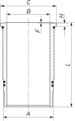 Cilindervoering (binnendiameter: 123mm, lengte: 250mm, flens diameter: 149mm, (EN) Flange height 11,2mm)