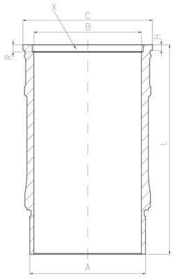Cilindervoering (binnendiameter: 132mm, lengte: 256mm, flens diameter: 159mm, (EN) Flange height 7mm)