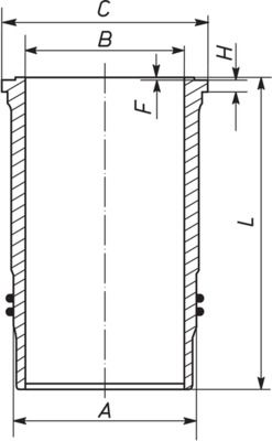 Cilindervoering (binnendiameter: 128mm, lengte: 253mm, flens diameter: 153,8mm, (EN) Flange height 9,9mm)