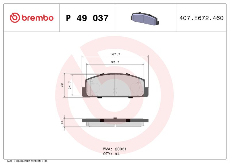 Remblokken set Achter ,