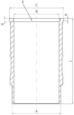 Cilindervoering (binnendiameter: 125mm, lengte: 236,5mm, flens diameter: 150mm, (EN) Flange height 7mm)