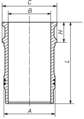Cilindervoering (binnendiameter: 132mm, lengte: 256mm, flens diameter: 159mm, (EN) Flange height 7mm)